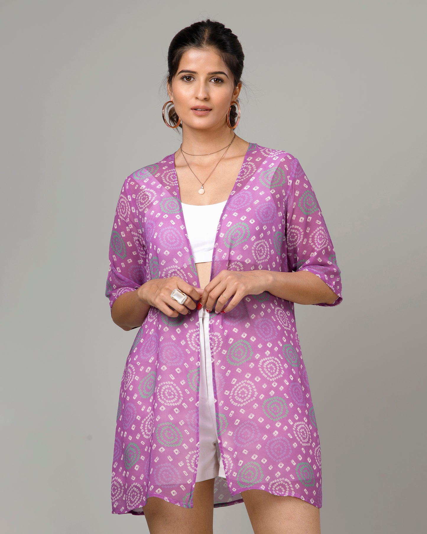 Trendy Bandhanii Short Sleeve Shrug For Women