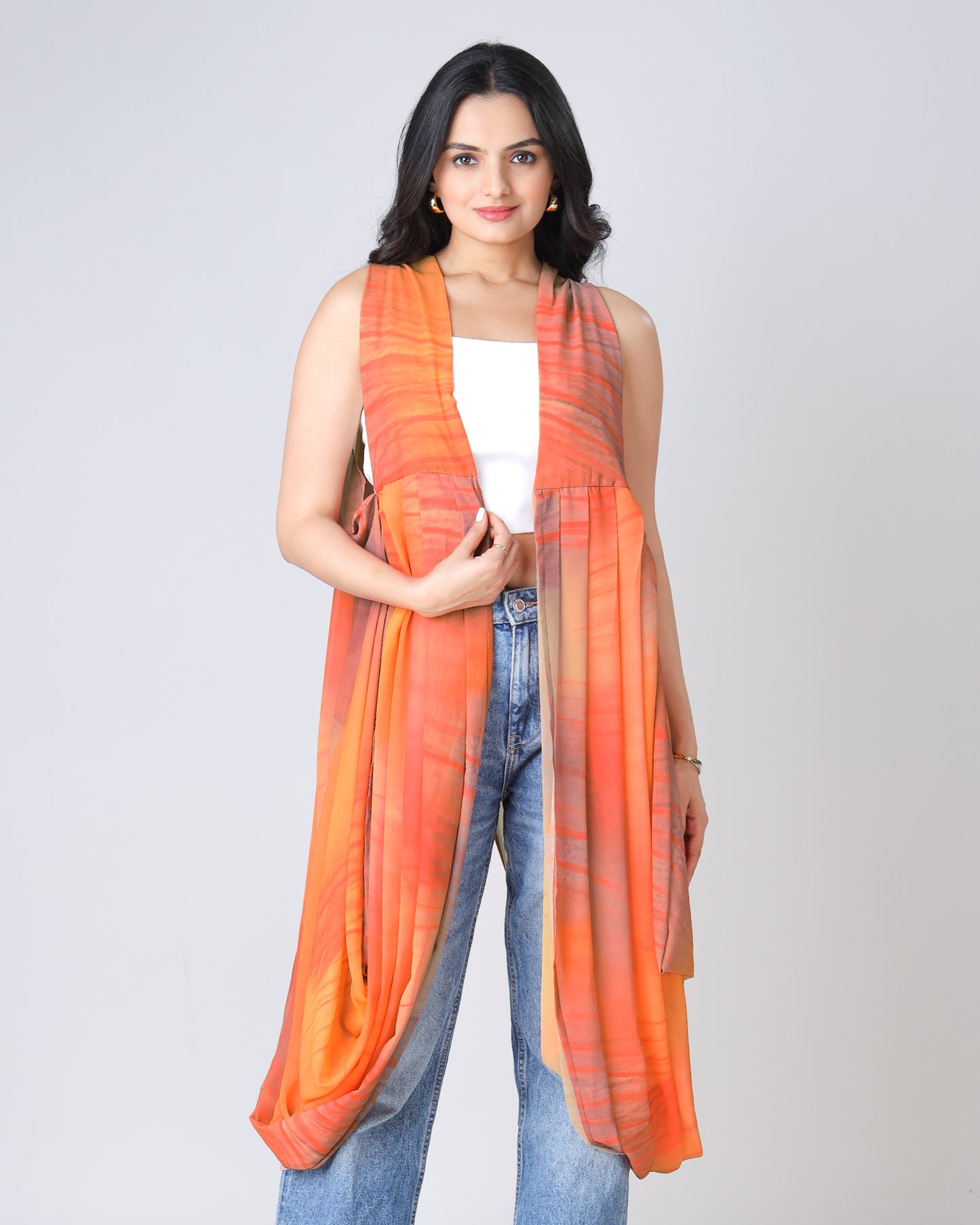 Versatile Tye And Dye Cowled Shrug for Women