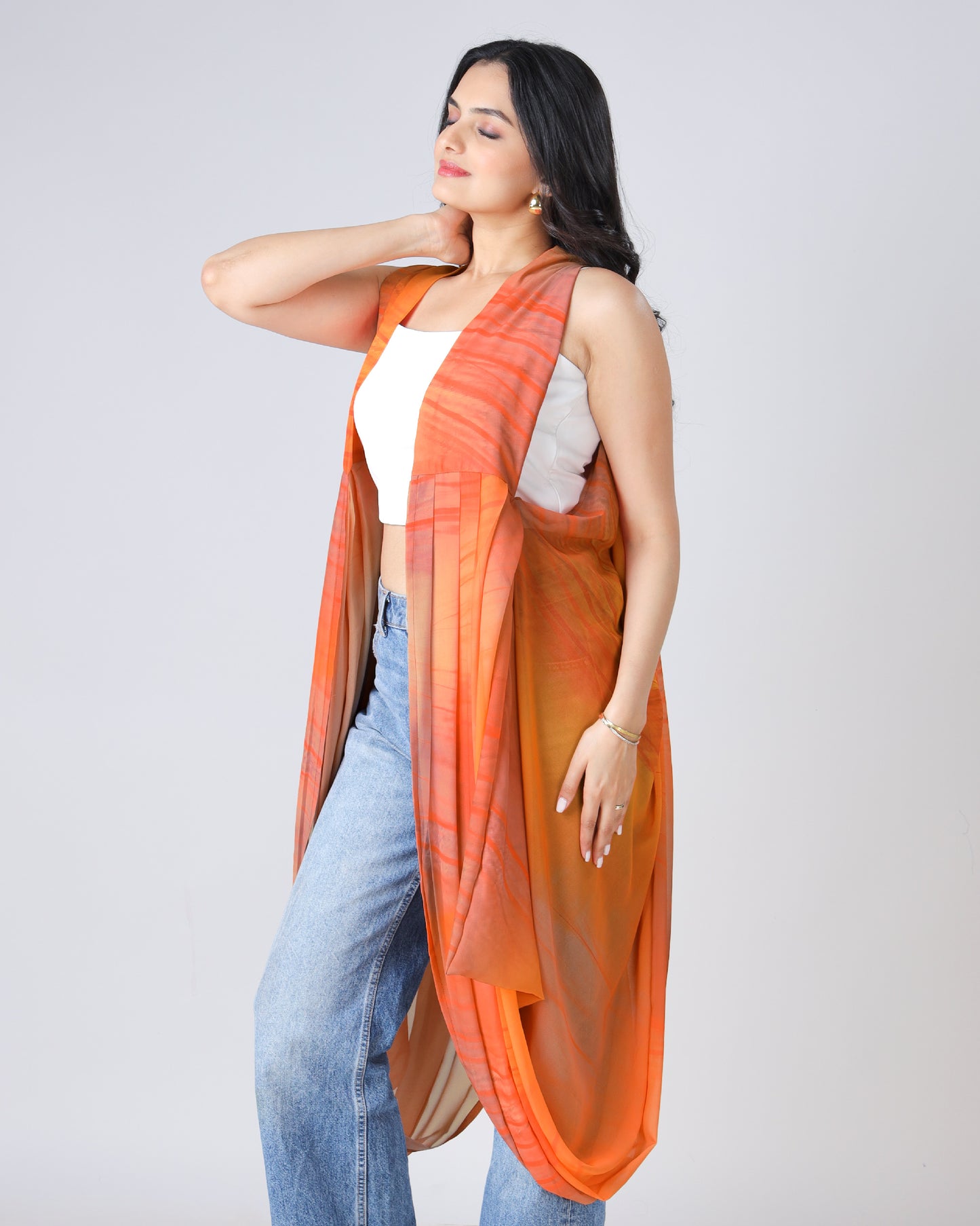 Versatile Tye And Dye Cowled Shrug for Women