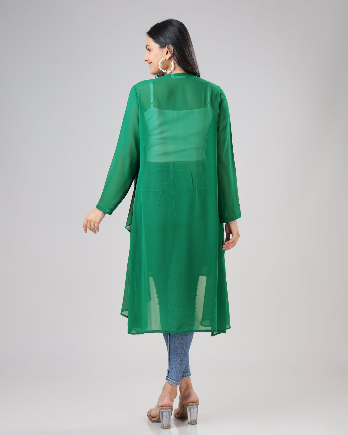 Classic Plain Green Waterfall Shrug For Woman