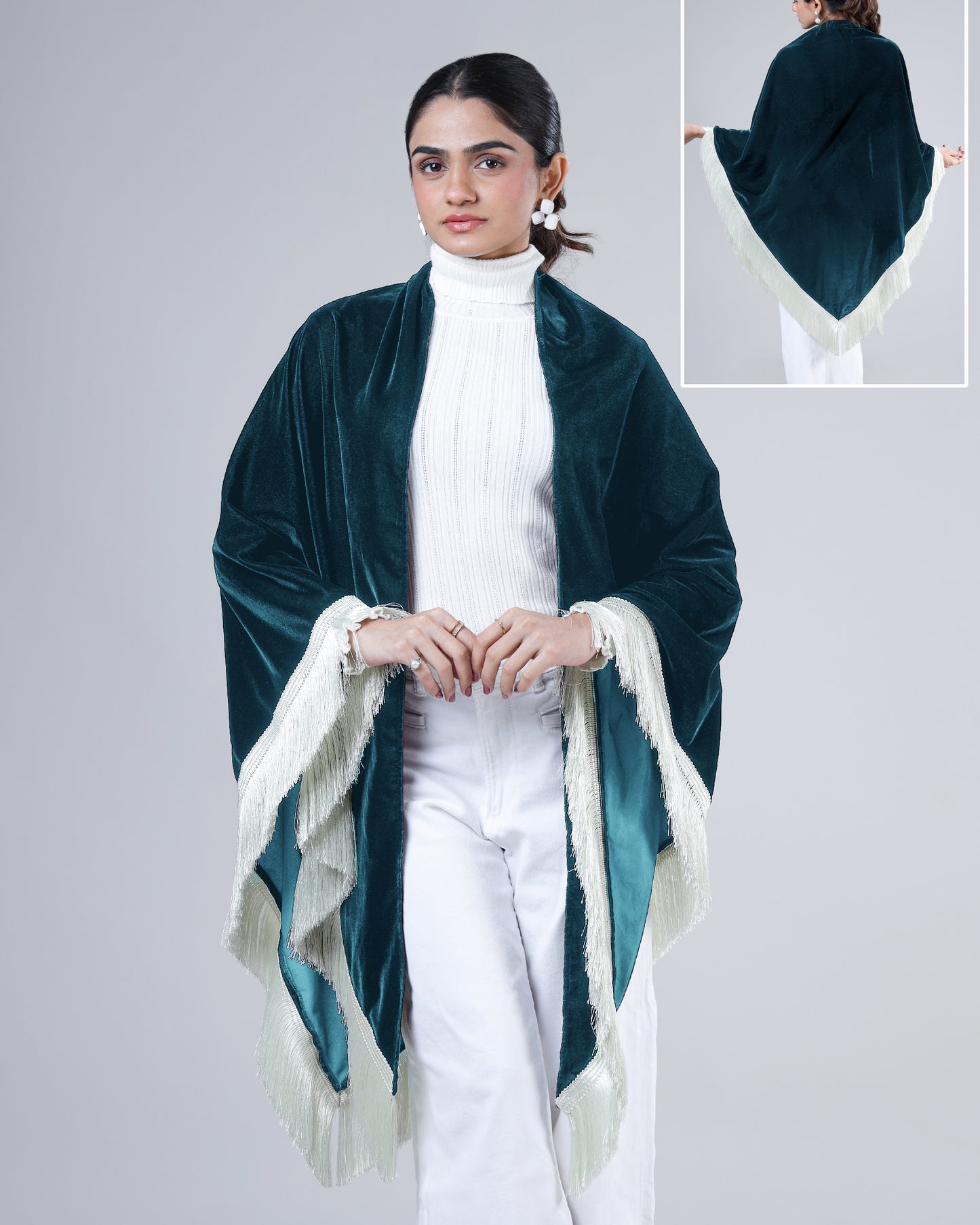 Velura Layered Shawl – Plain Velvet Drip for Gen Z