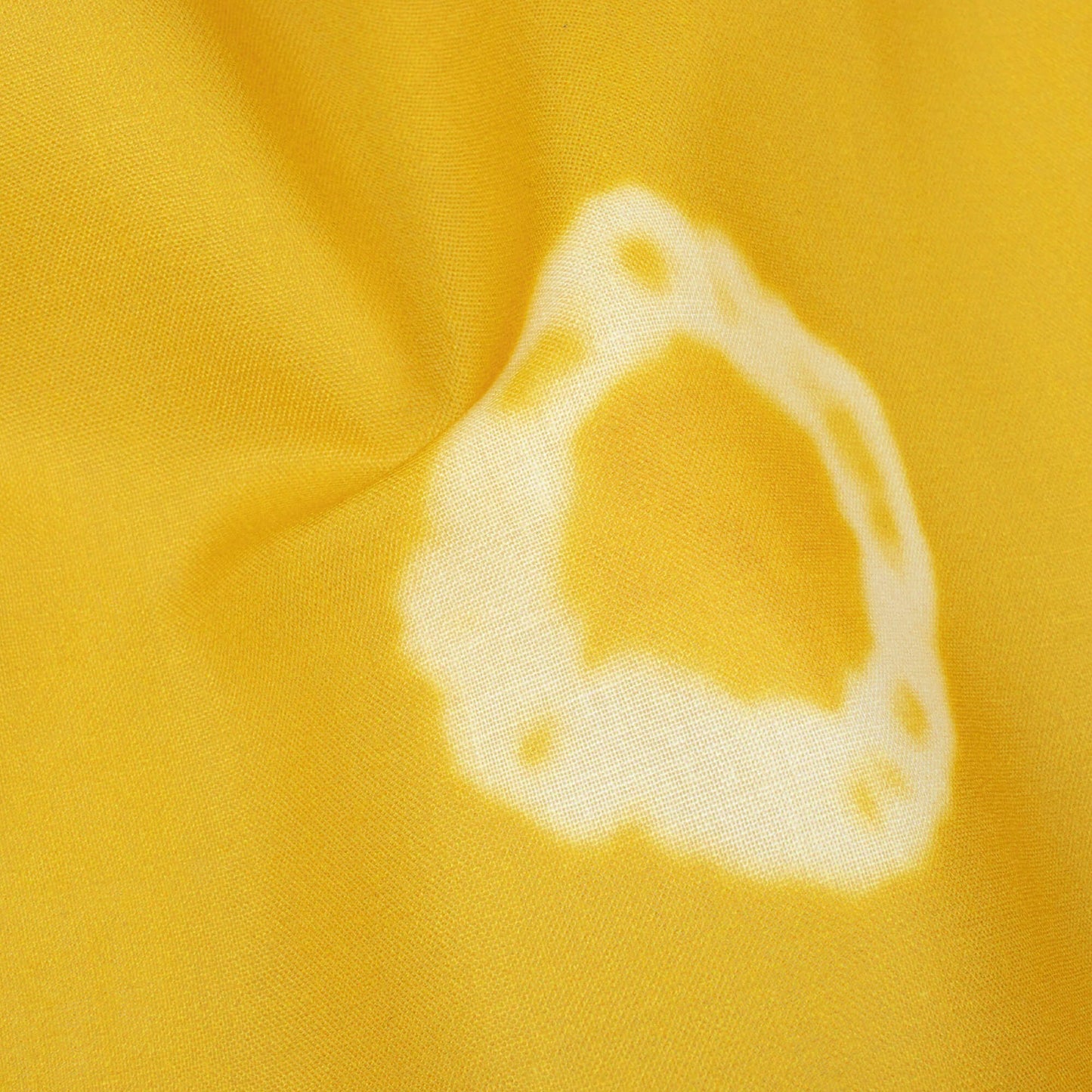 Canary Yellow And Off White Shiiborii Pattern Digital Print Poly Cambric Fabric
