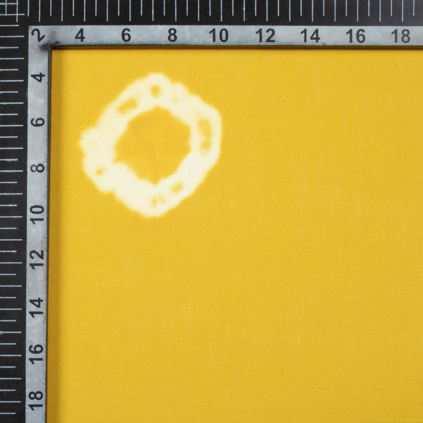 Canary Yellow And Off White Shiiborii Pattern Digital Print Poly Cambric Fabric