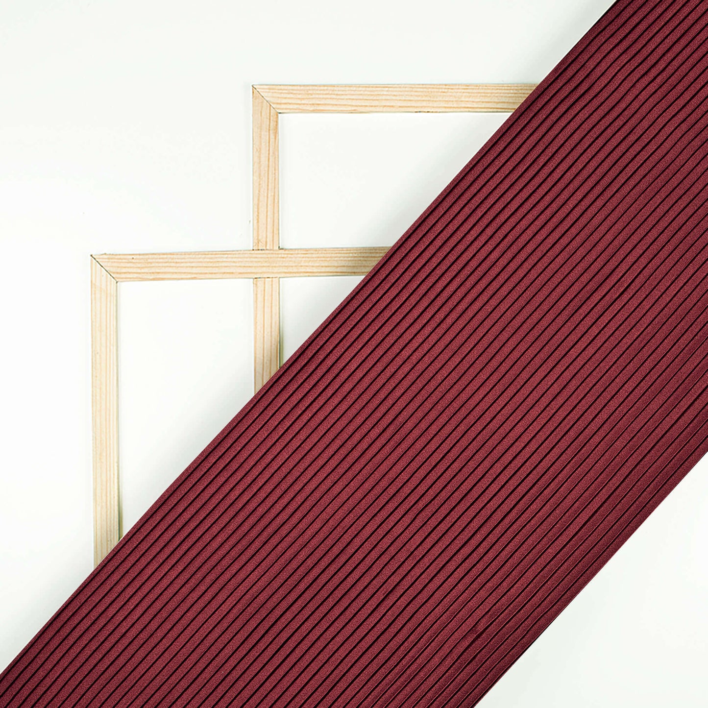 Maroon Plain Japan Satin Pleated Fabric