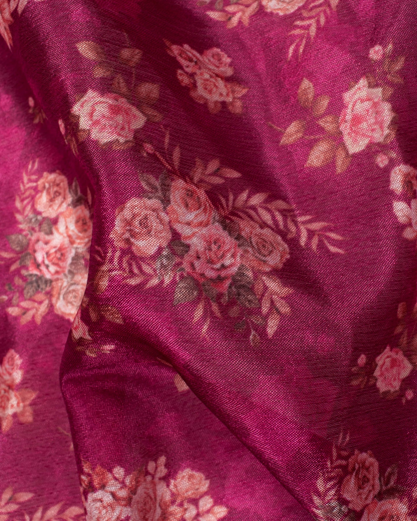 Exclusive Mulberry Purple And Rose Pink Floral Poly Chinnon Saree