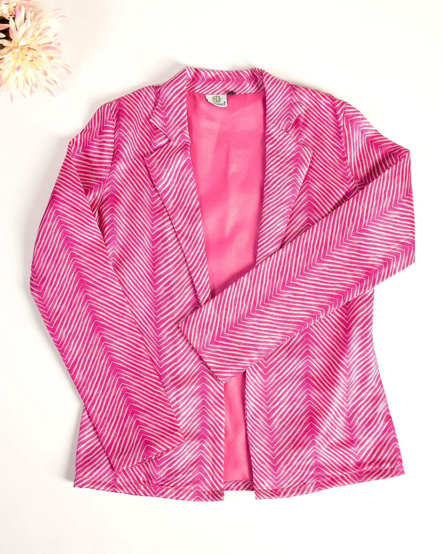 Pink Chevron Notch Lapel Jacket