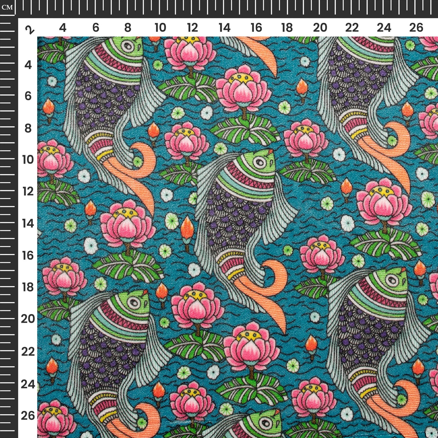 Blue And Pink Madhuvanii Digital Print Premium Velvet Fabric