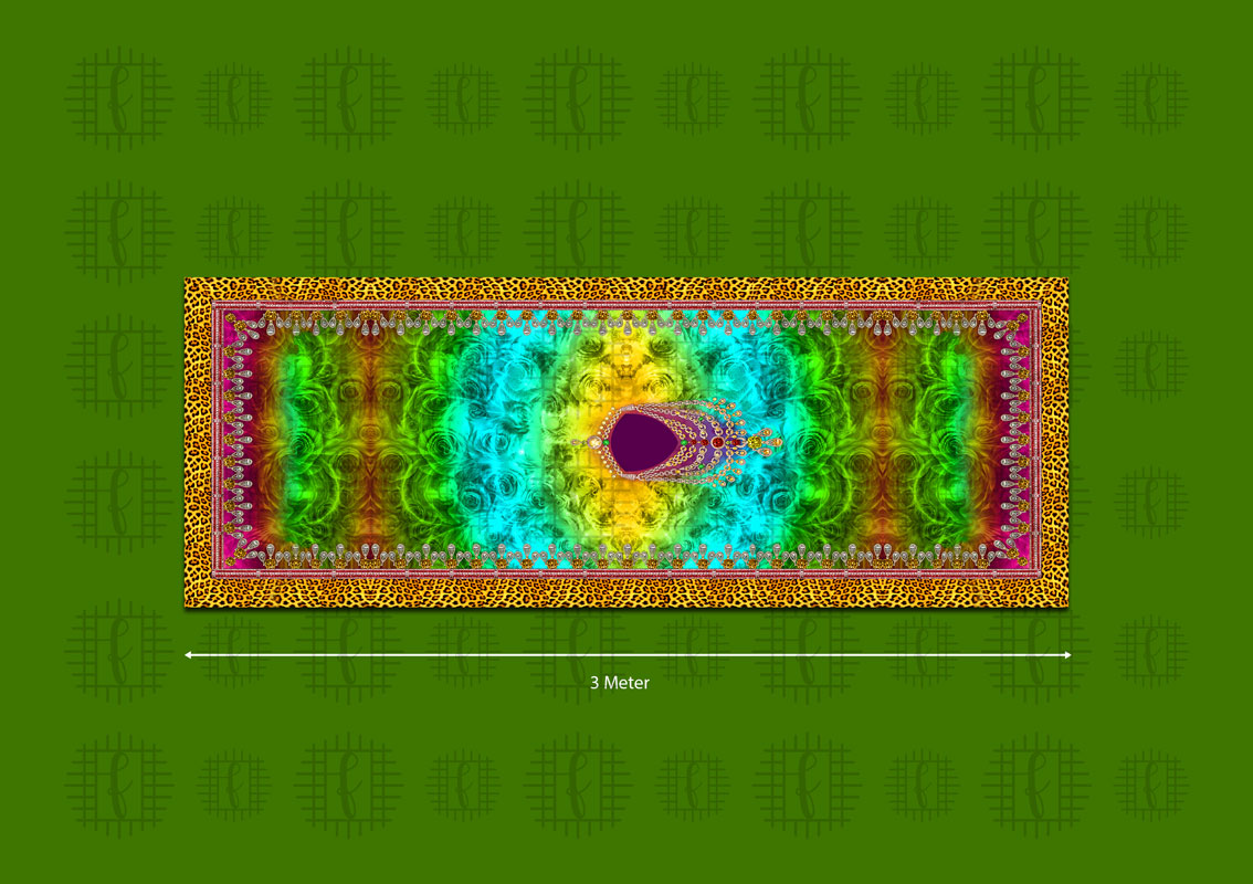 Lime Green And Sky Blue Floral Pattern Unstitched Georgette Kaftan