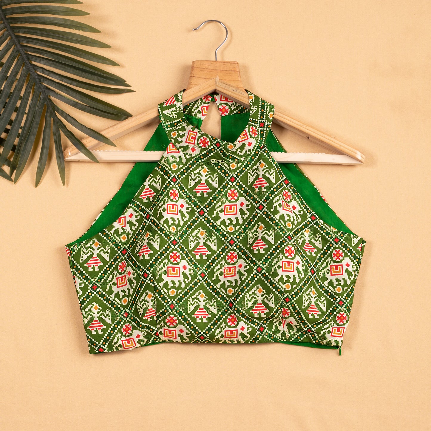 Patolaa Sequins Embroidery Halter Neck Blouse