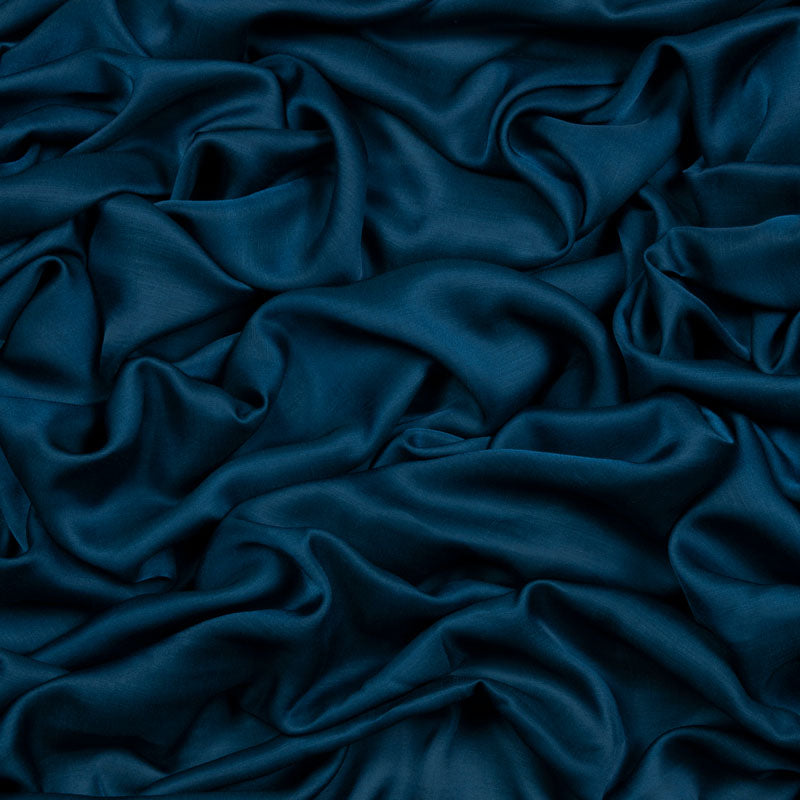 Prussian Blue Plain Modal Satin Fabric