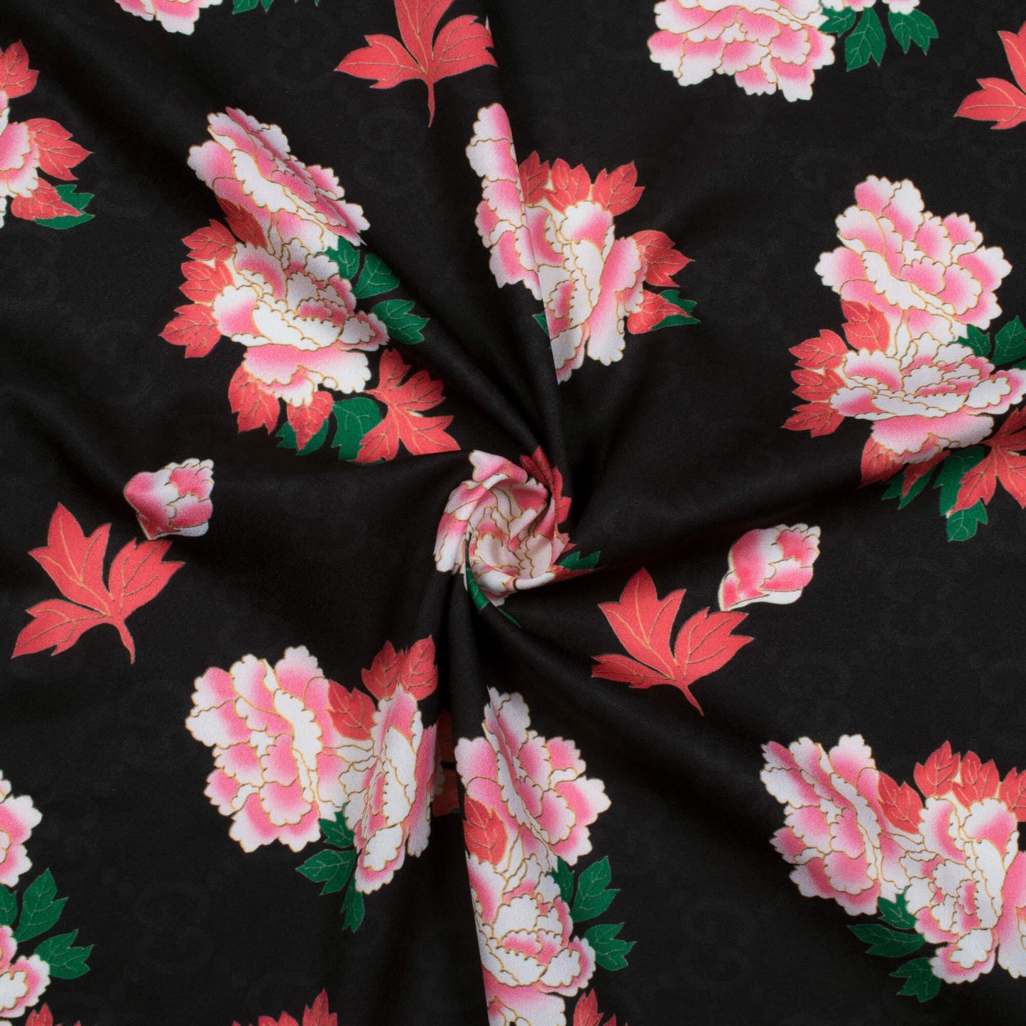 Rudransh'S Choice Black And Red Floral Pattern Digital Print Rayon Fabric - Fabcurate