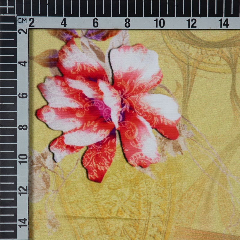 Lasser Satin Fabric With Floral Theme - Fabcurate