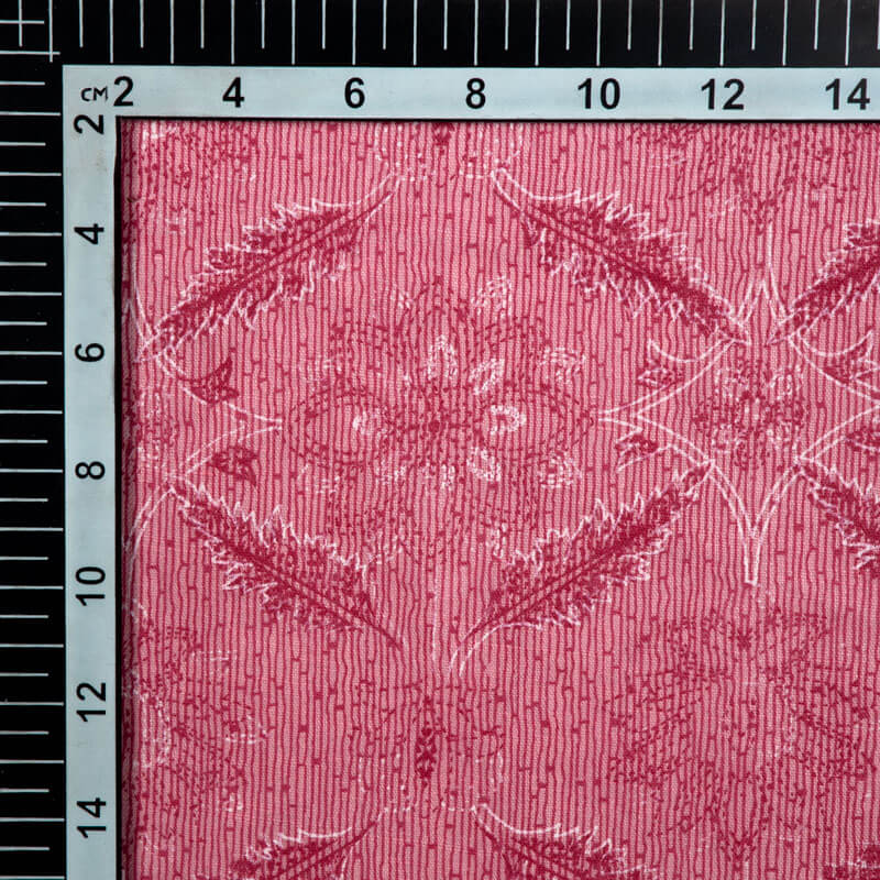 Pink Color Floral Pattern On Cotton Fabric