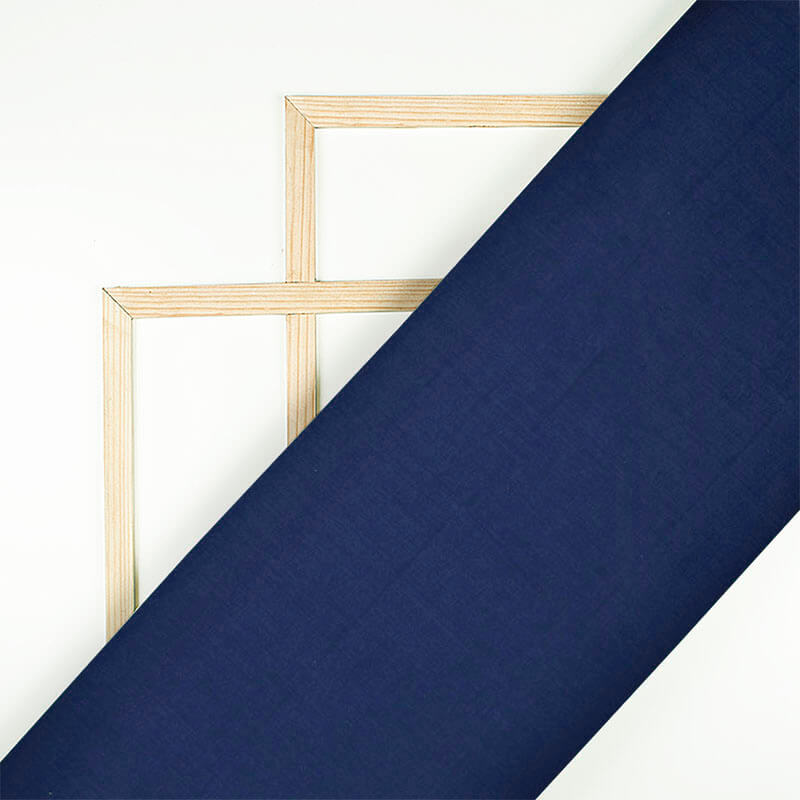 Dark Blue Plain Cotton Cambric Fabric - Fabcurate