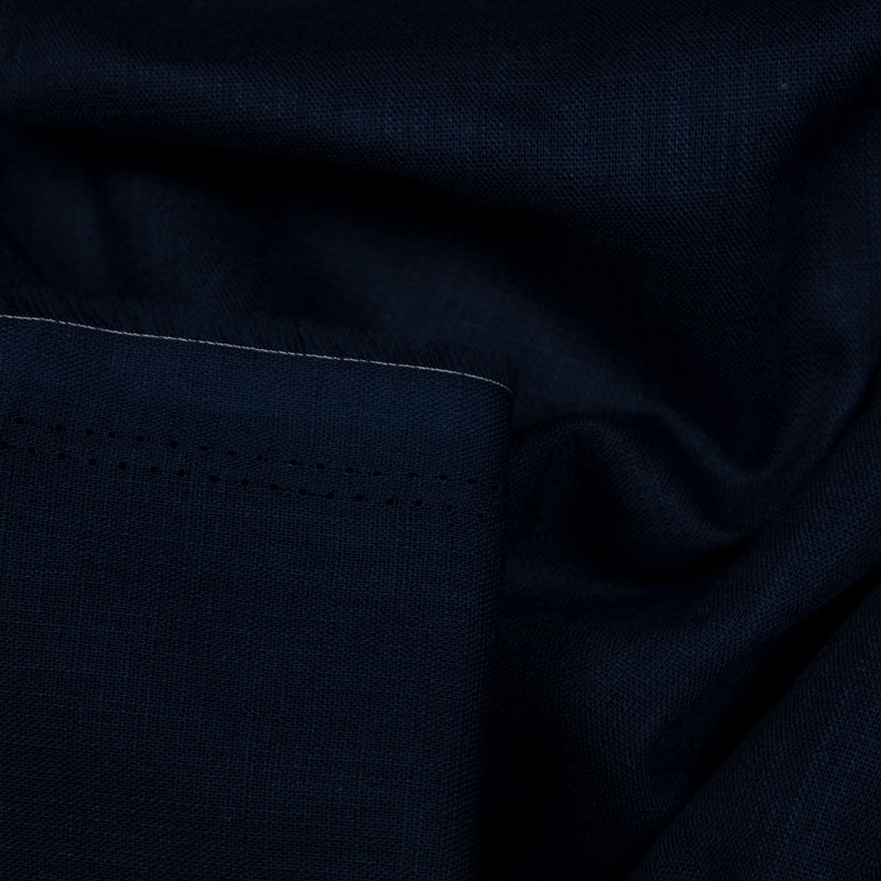 Navy Blue Plain Rayon Slub Fabric - Fabcurate