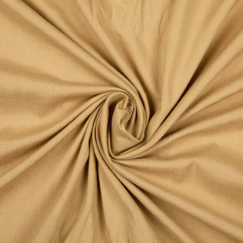Dark Cream Plain Rayon Slub Lycra Fabric - Fabcurate