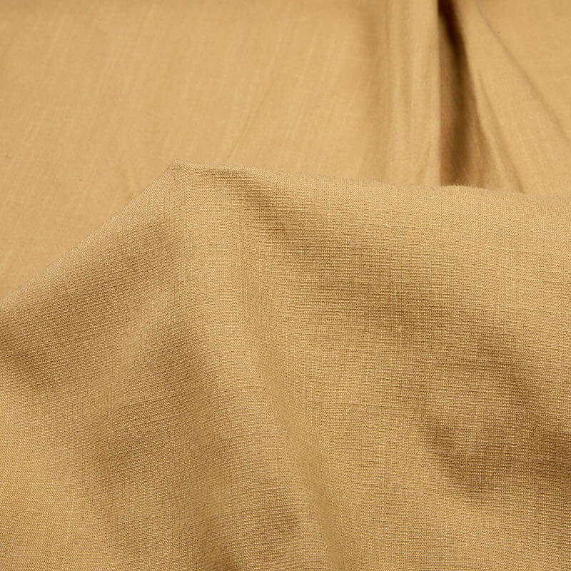 Dark Cream Plain Rayon Slub Lycra Fabric - Fabcurate
