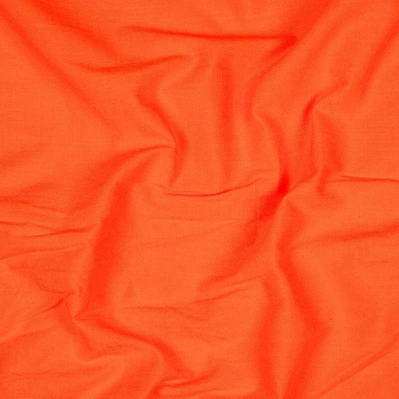 Orange Plain Rayon Slub Lycra Fabric - Fabcurate