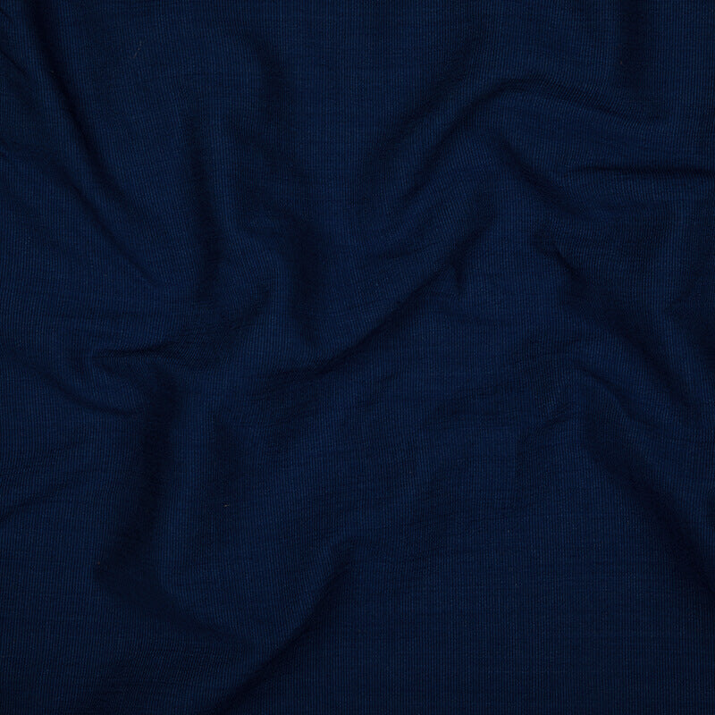 Navy Blue Plain Rayon Slub Lycra Fabric - Fabcurate