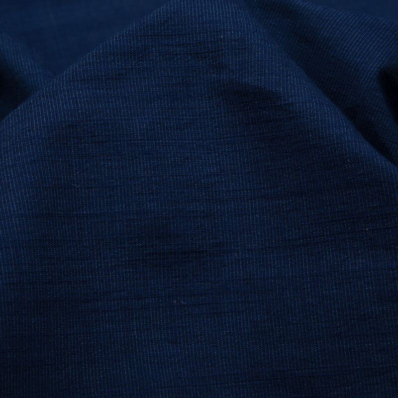 Navy Blue Plain Rayon Slub Lycra Fabric - Fabcurate