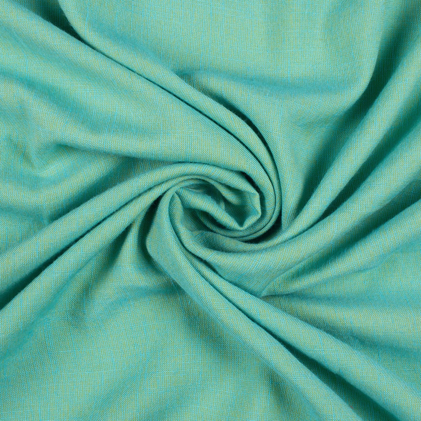 Olive And Sky Weaved Dual Tone Plain Rayon Slub Fabric
