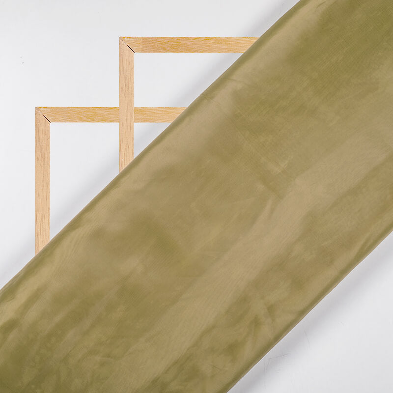 Olive Plain Premium Organza Silk Fabric - Fabcurate