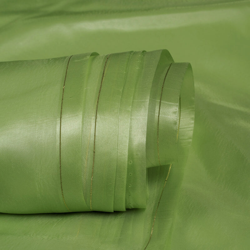 Dark Parrot Green Plain Premium Organza Silk Fabric - Fabcurate