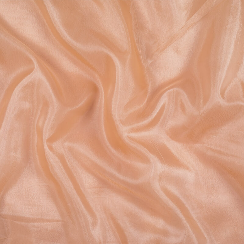 Dark Peach Plain Premium Organza Silk Fabric - Fabcurate