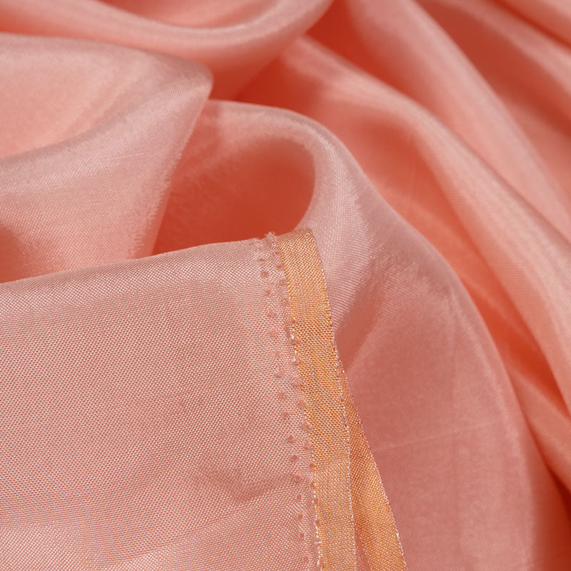 Peach Plain Pure Uppada Silk Fabric - Fabcurate