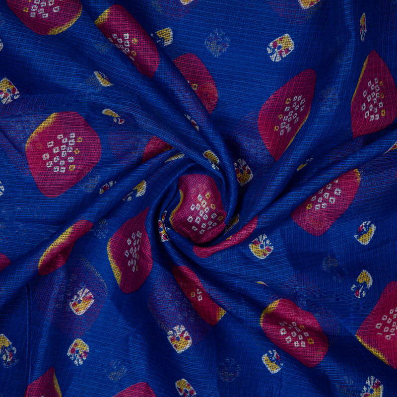 Royal Blue Bandhani Pattern Kota Doria Fabric
