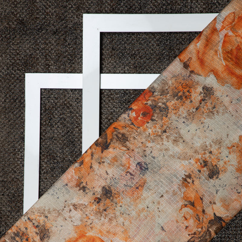 Pastel Orange Floral Pattern Kota Doria Fabric - Fabcurate