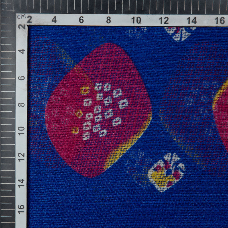 Royal Blue Bandhani Pattern Kota Doria Fabric