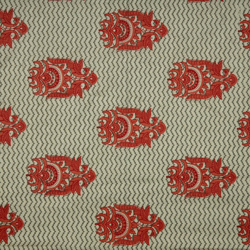 Cream Chevron Pattern Cotton Fabric - Fabcurate
