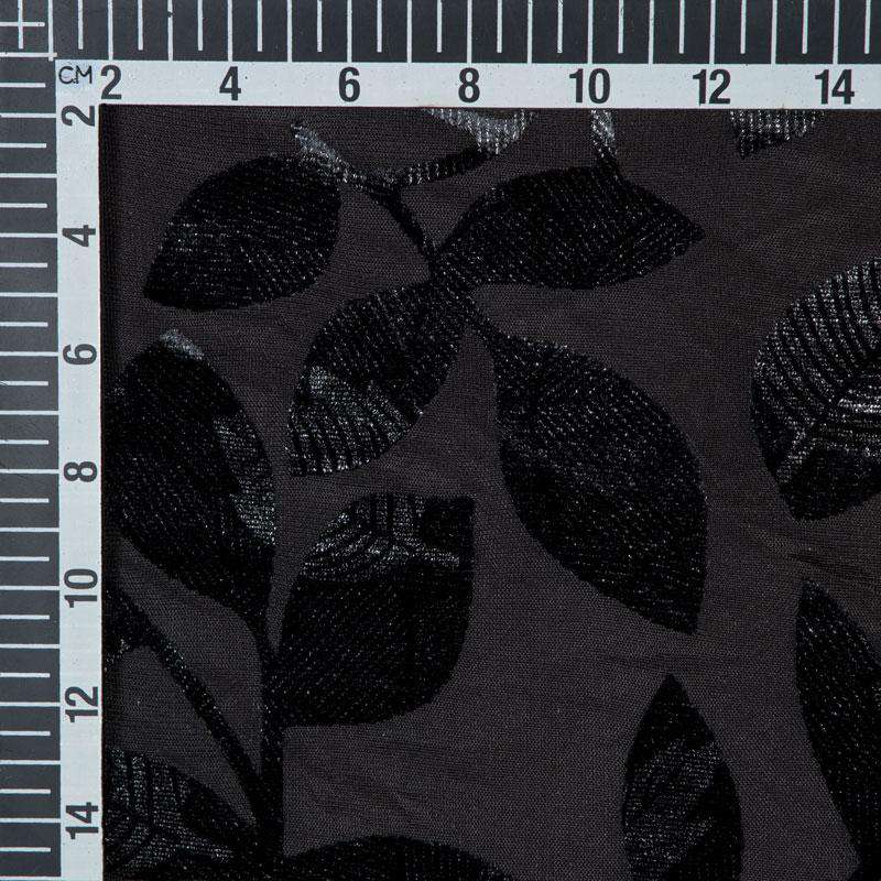 Black Leaf Pattern Brasso Fabric