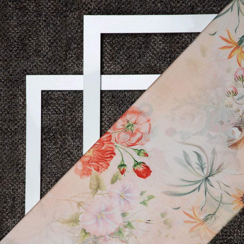 Light Orange Floral Pattern Filter Crepe Fabric