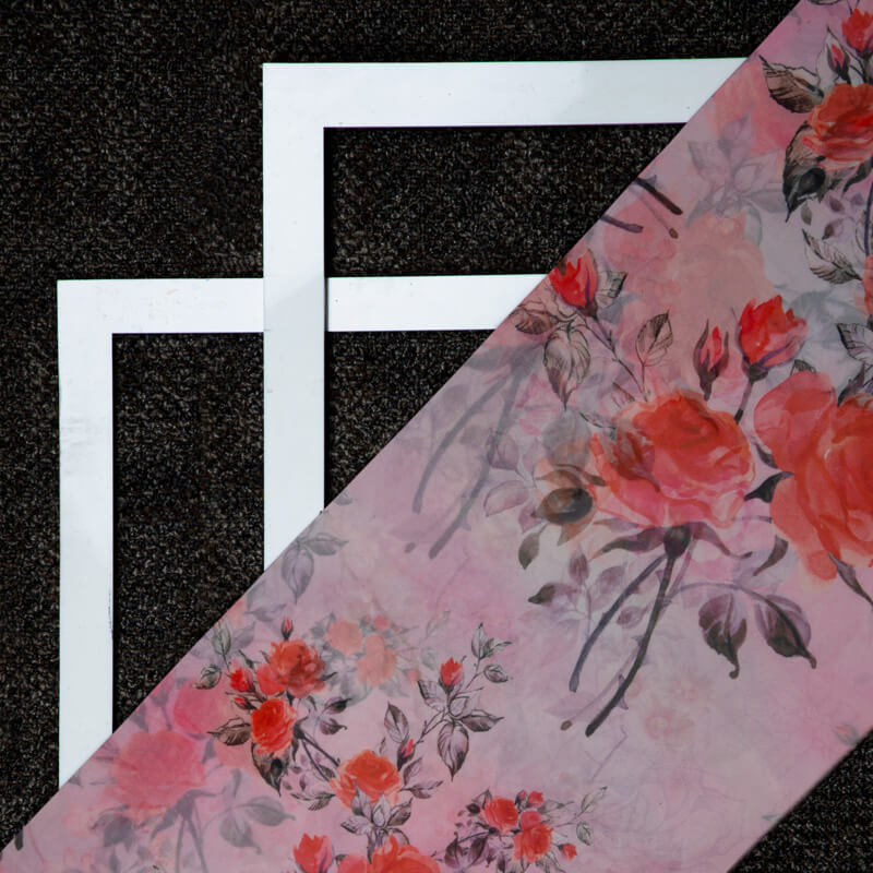 Lace Pink And Red Floral Pattern Digital Print Georgette Fabric
