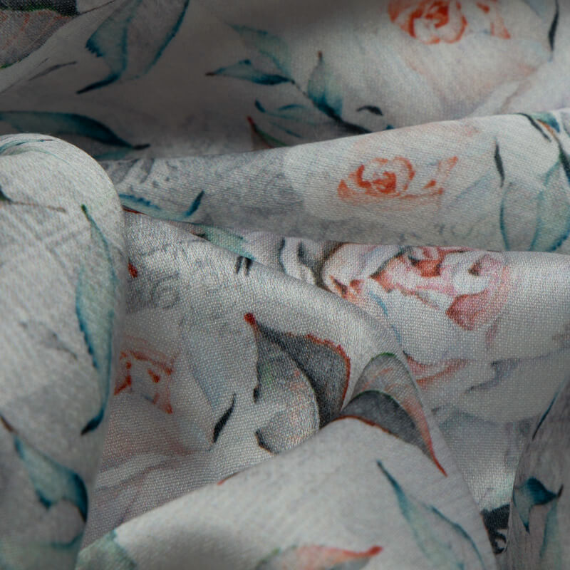 Silky Cotton Satin With Floral Print