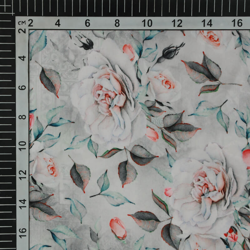 Silky Cotton Satin With Floral Print