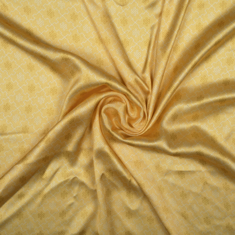 (Pre-Cut 2 Meter) Beige Chevron Pattern Digital Print Premium Organza Fabric