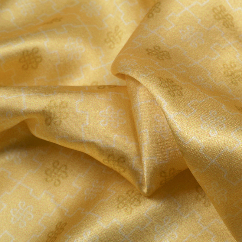 (Pre-Cut 2 Meter) Beige Chevron Pattern Digital Print Premium Organza Fabric