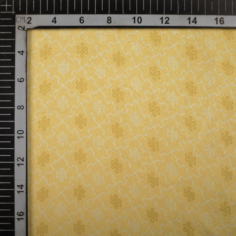 (Pre-Cut 2 Meter) Beige Chevron Pattern Digital Print Premium Organza Fabric