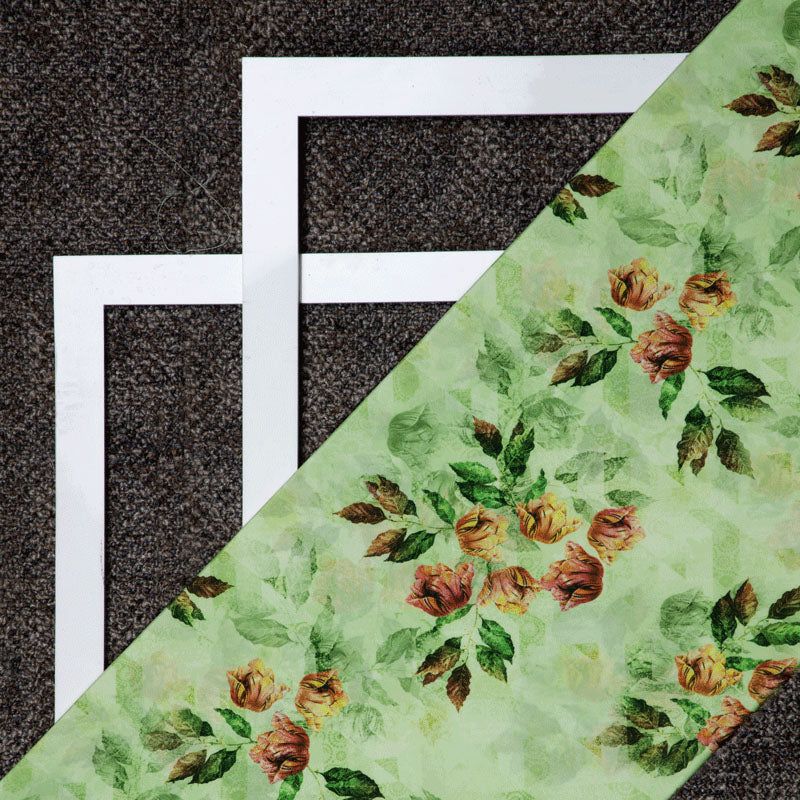 Crepe Silk Fabric With Light Green Floral Digital Print