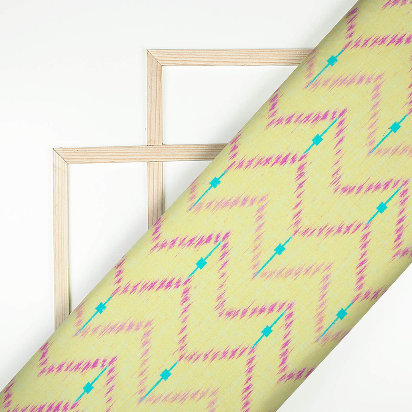 Pastel Yellow And Purple Chevron Pattern Digital Print Cotton Cambric Fabric