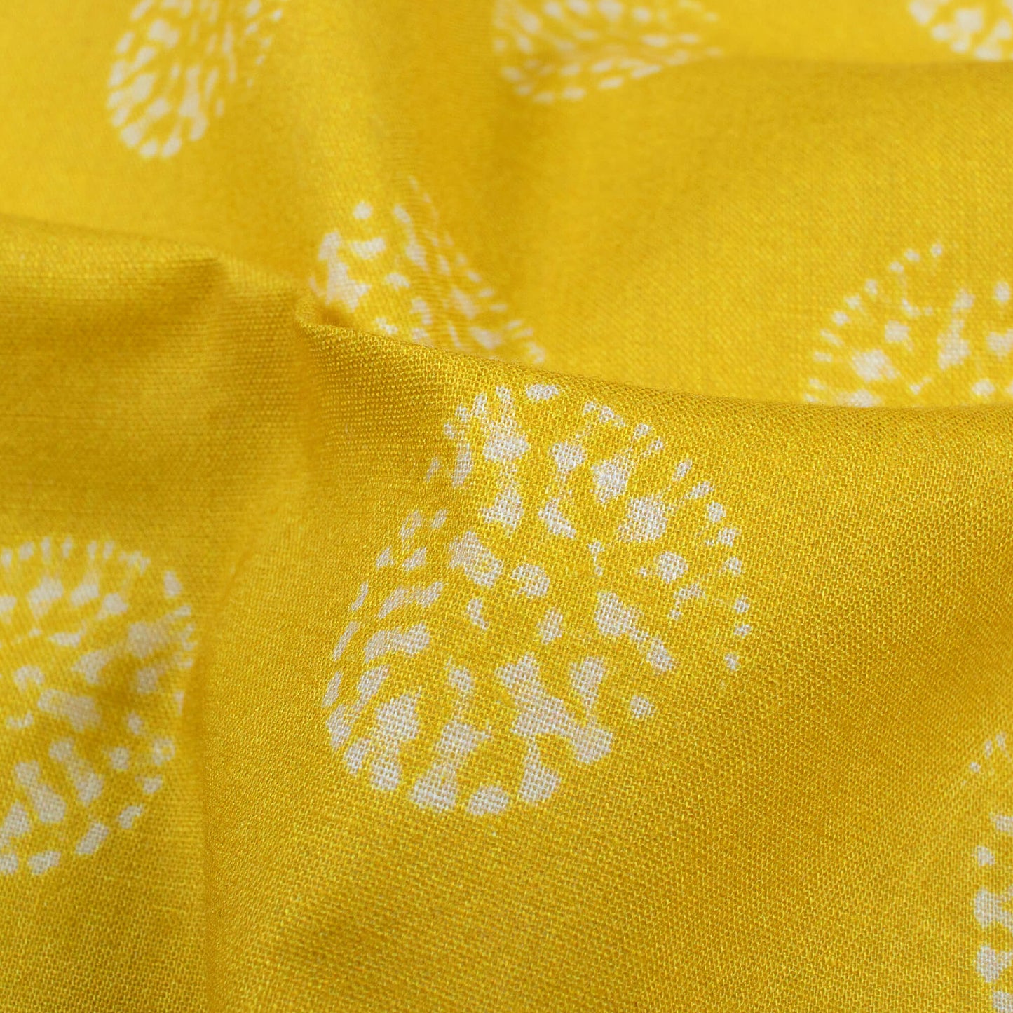 Lime Yellow Shiiborii Pattern Digital Print Cotton Cambric Fabric