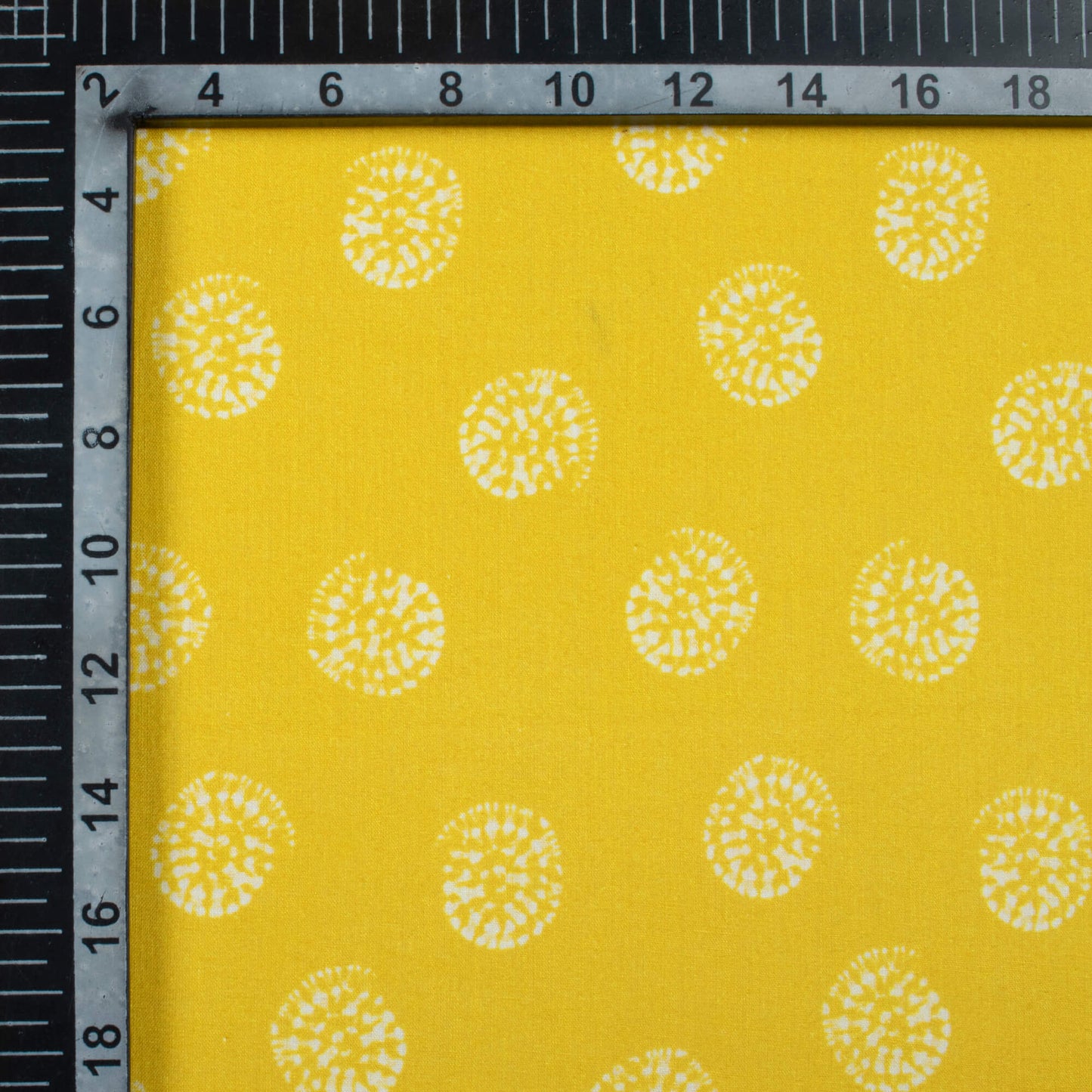 Lime Yellow Shiiborii Pattern Digital Print Cotton Cambric Fabric