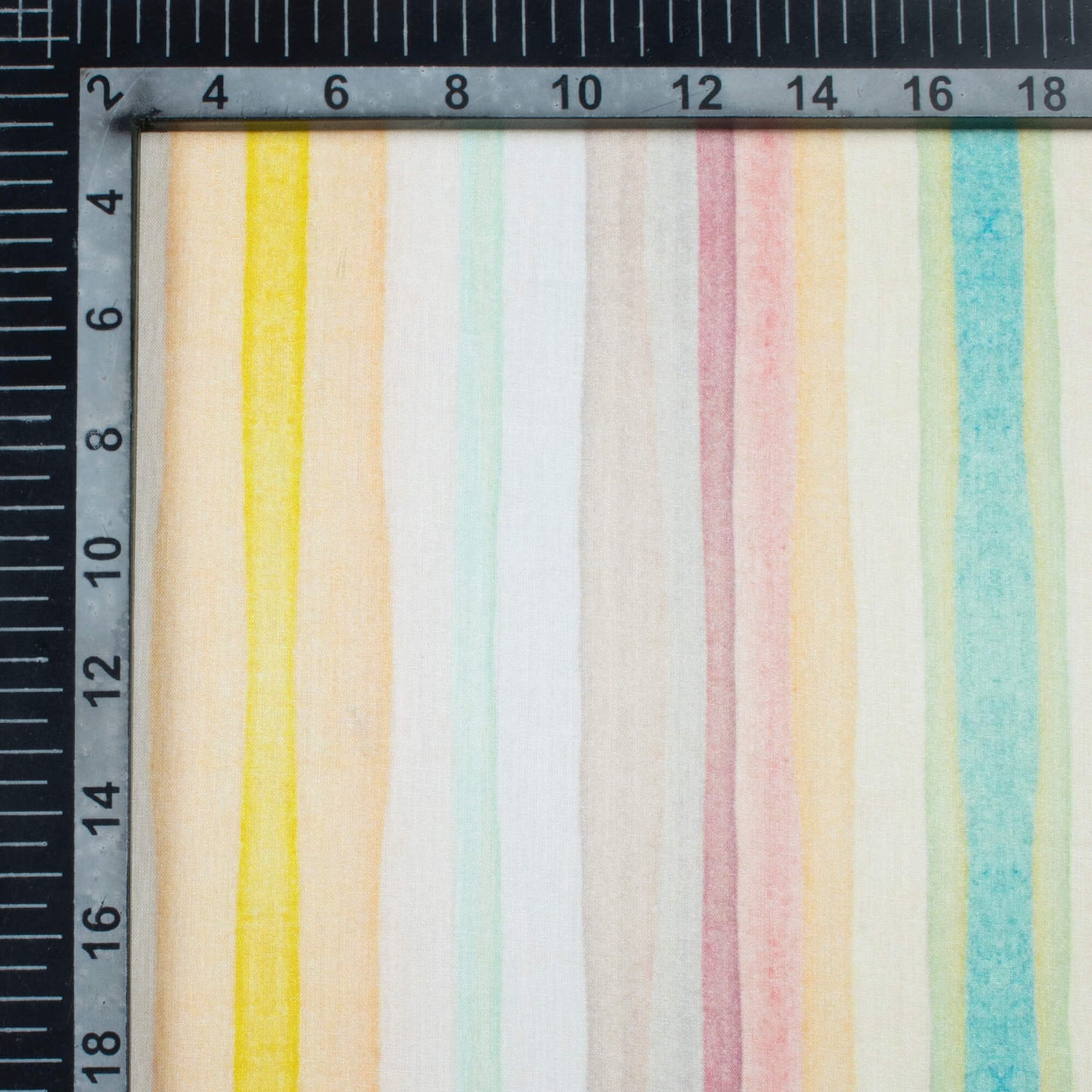 Baby Blue And Peach Stripes Pattern Digital Print Cotton Cambric Fabric