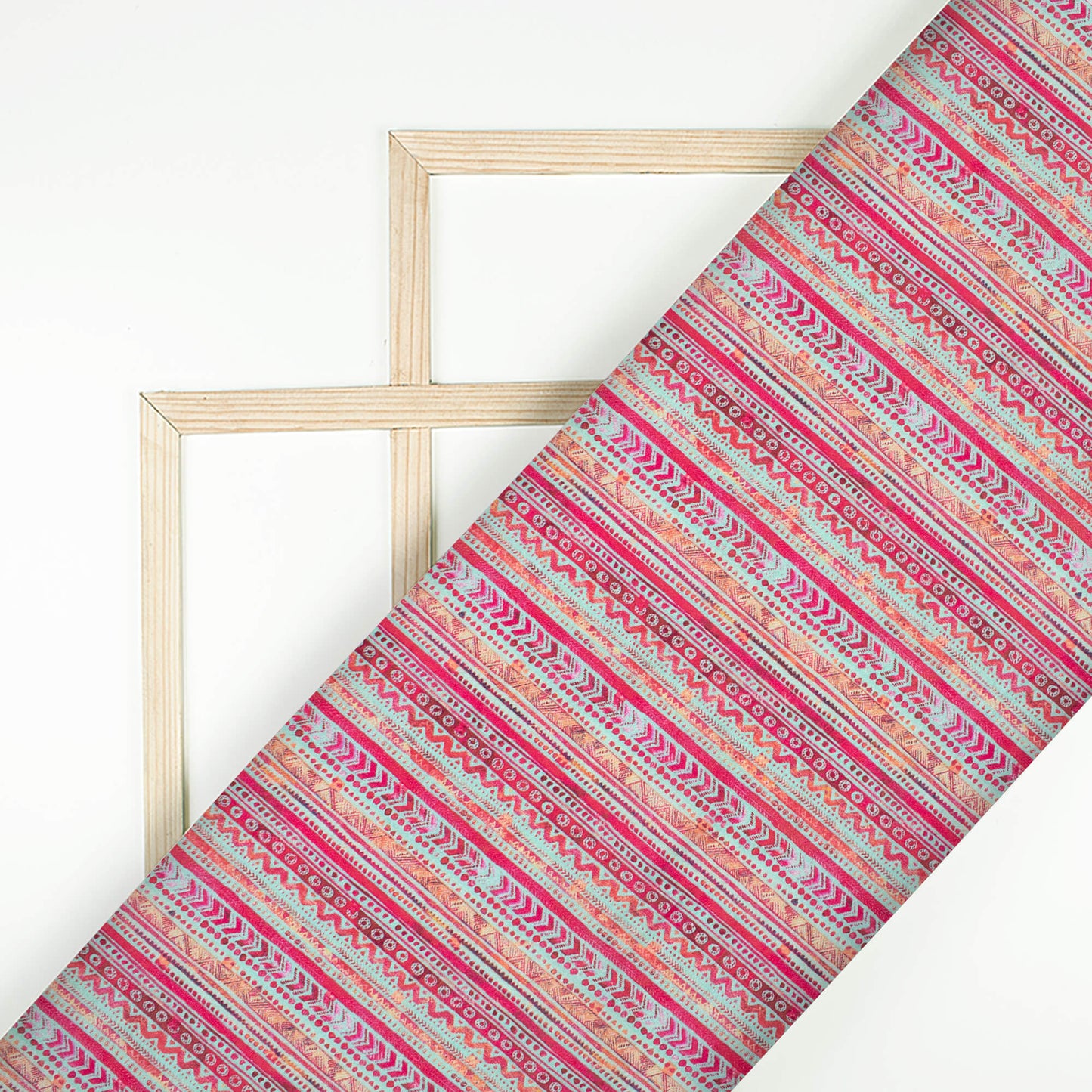 Hot Pink And Powder Blue Stripes Pattern Digital Print Cotton Cambric Fabric