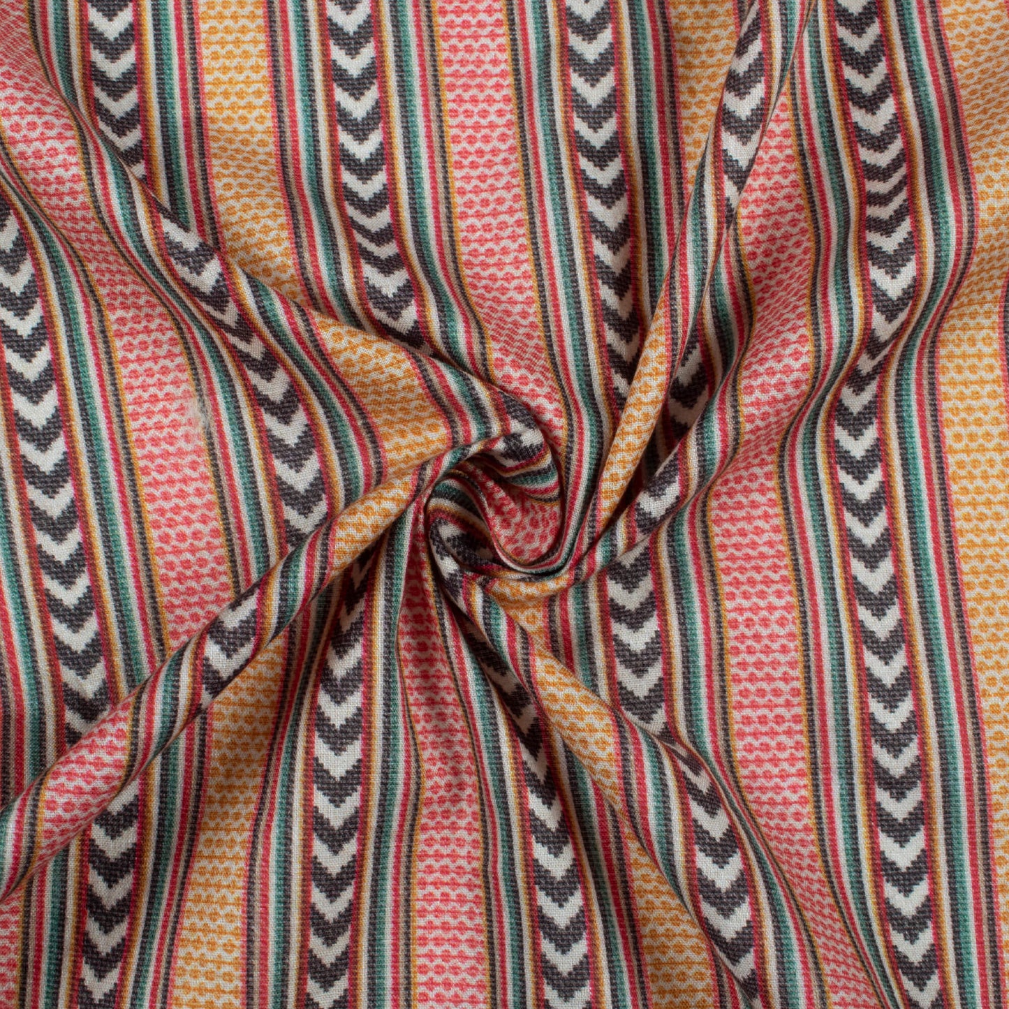 Mustard Yellow And Black Stripes Pattern Digital Print Cotton Cambric Fabric