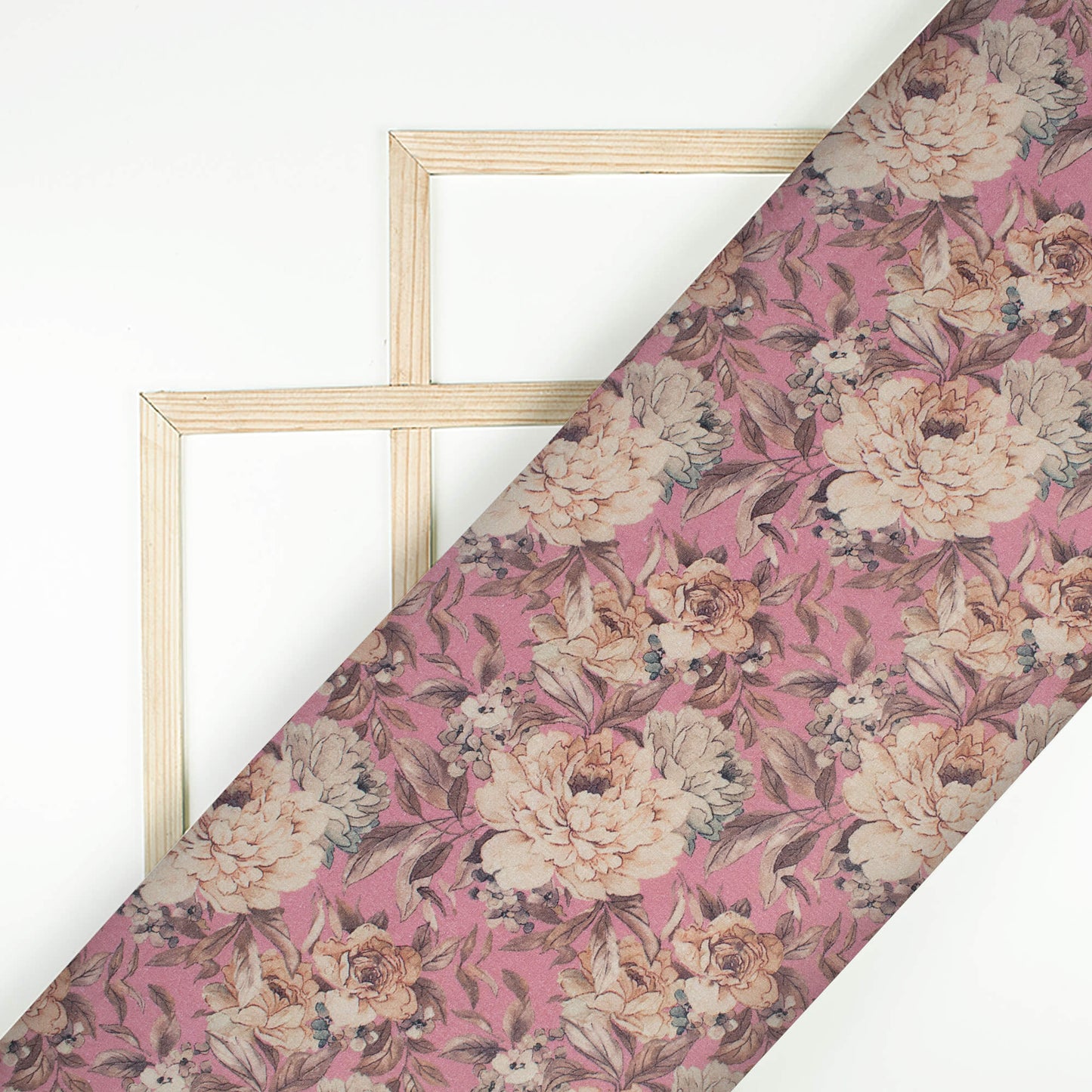 Dusty Pink And Peach Floral Pattern Digital Print Cotton Cambric Fabric
