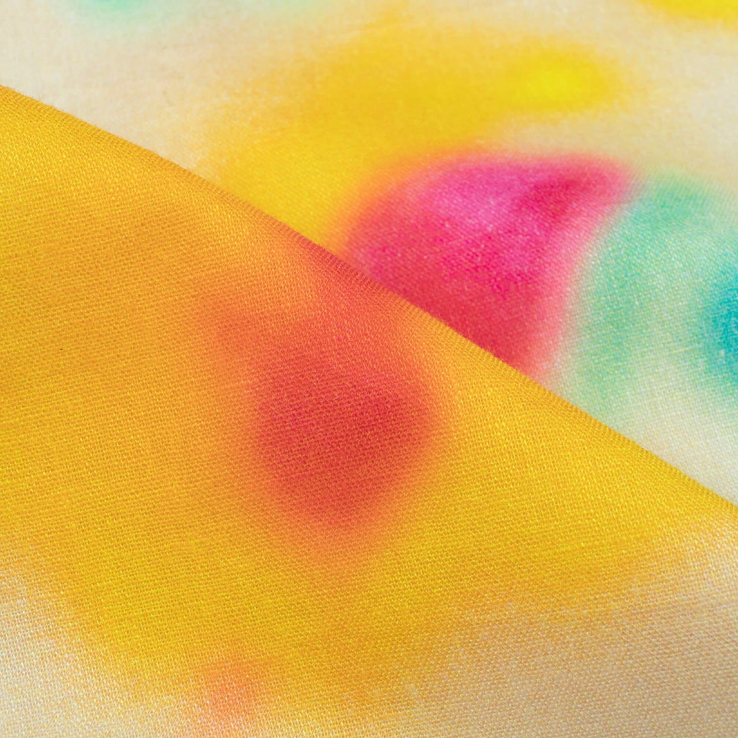 Cream And Deep Pink Tye And Dye Pattern Digital Print Cotton Cambric Fabric
